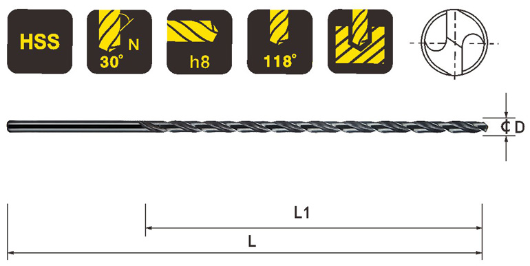 High performance straight shank extension twist drill